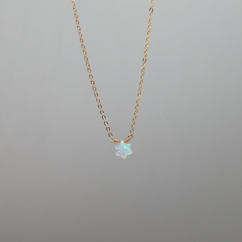 White opal Star of David necklace with gold chain