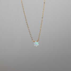 White opal Star of David necklace with gold chain