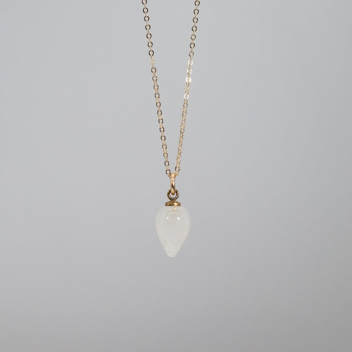 Rain drop shaped necklace in Moonstone on a delicate gold chain