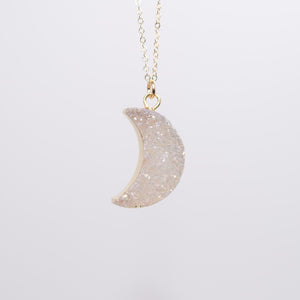 Large Druzy Moon Necklace