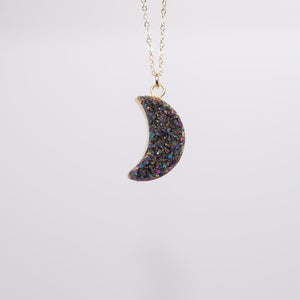 Large Druzy Moon Necklace