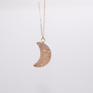 Large Druzy Moon Necklace