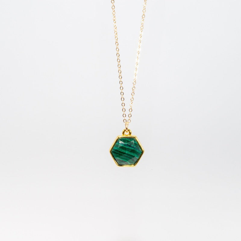 Small hexagon shaped charm in malachite