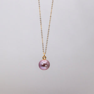 Pink fresh water pearl charm on gold chain