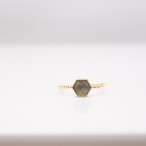 Gold Hexagon Twist Ring