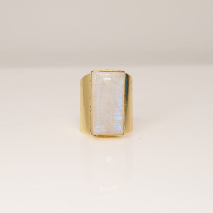 Rainbow Moonstone Cuff Ring