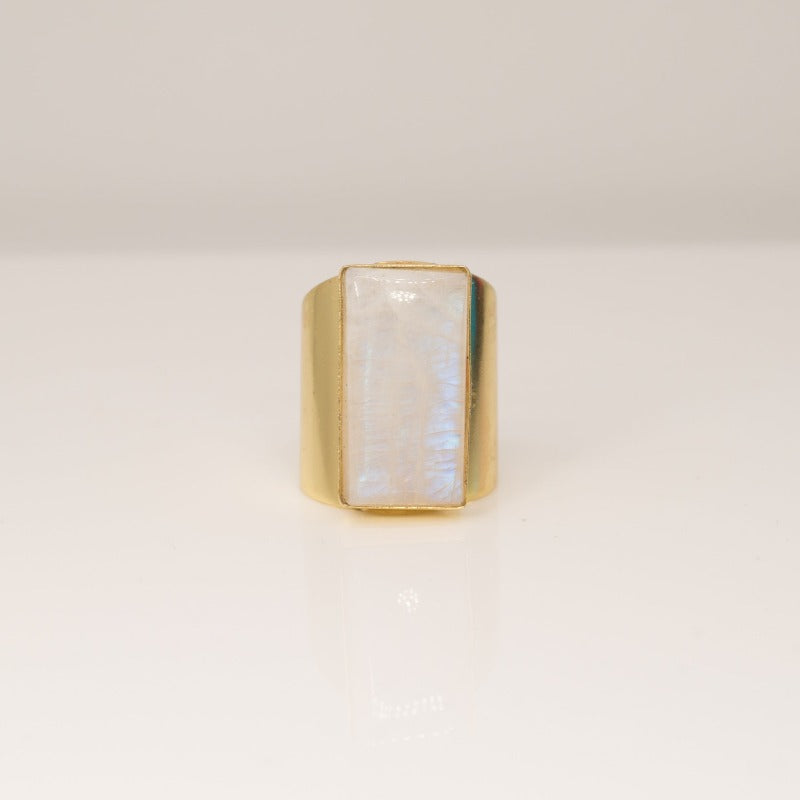 Rainbow Moonstone Cuff Ring