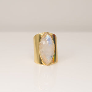 Rainbow Moonstone Cuff Ring