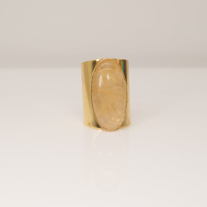 Rutilated Quartz Cuff Ring