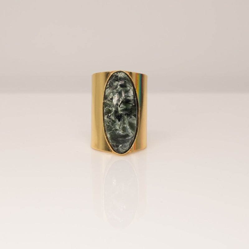 Seraphinite Quartz Cuff Ring