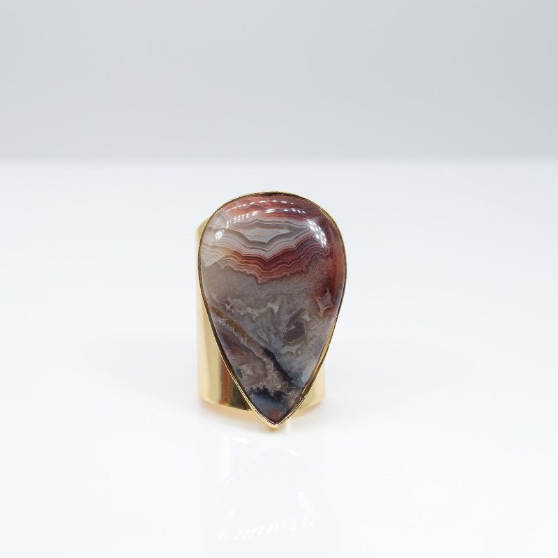 Crazy Lace Agate Cuff Ring