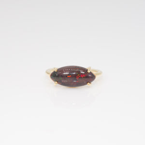 Black Opal Prong Ring