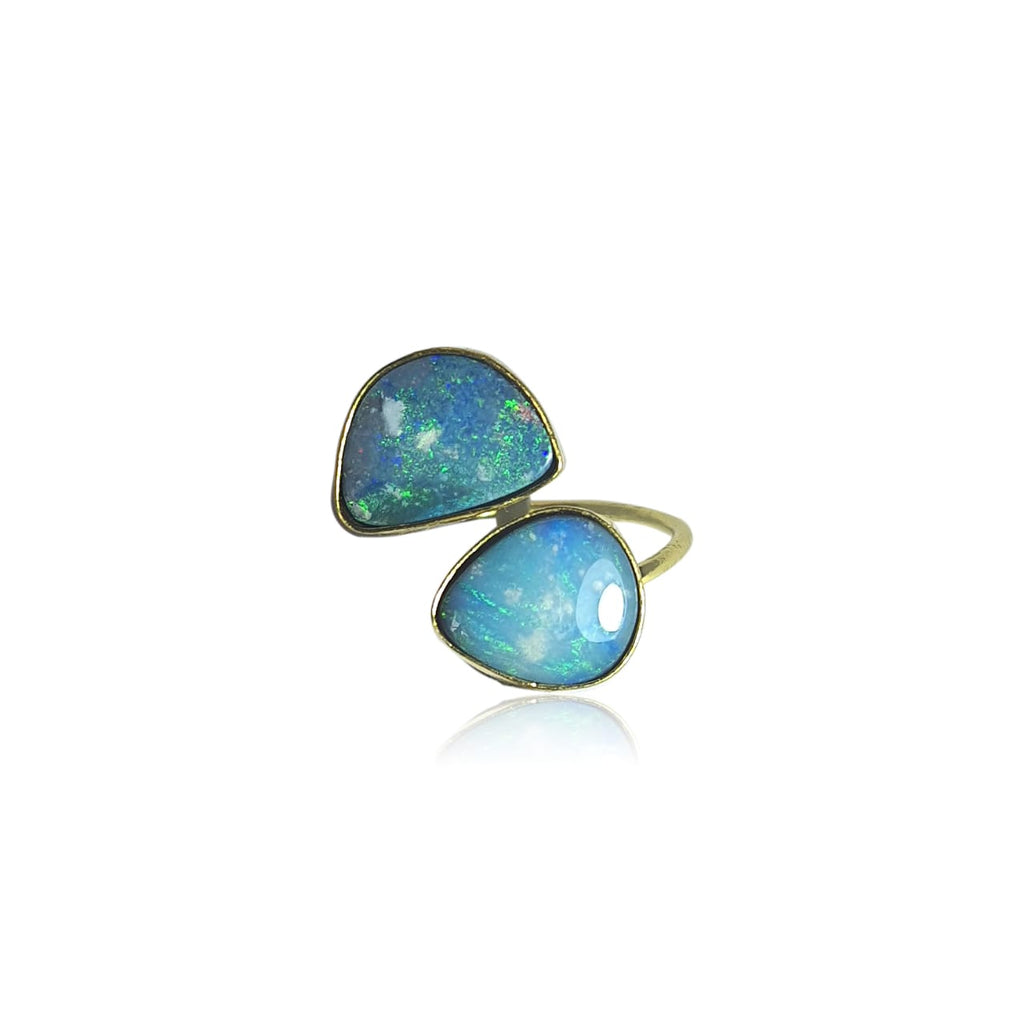 Australian Blue Opal duo ring