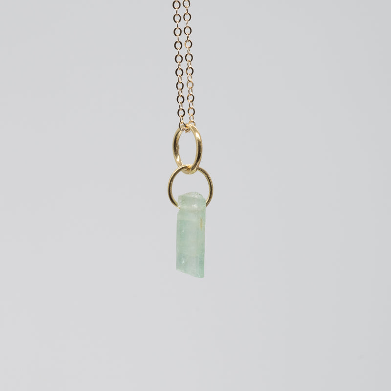 Double Hoop Raw Tourmaline Necklace