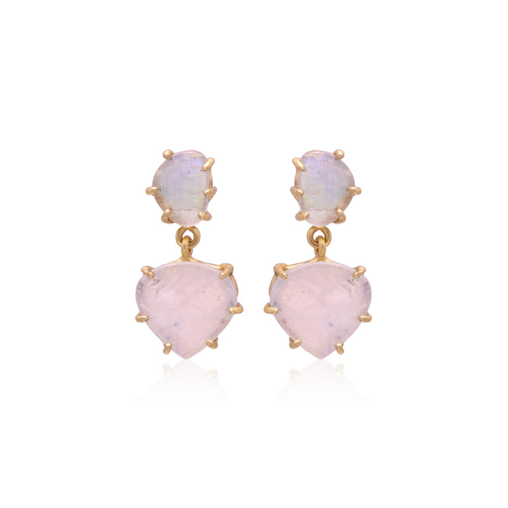 Queen Prong  Rainbow Moonstone   Earrings