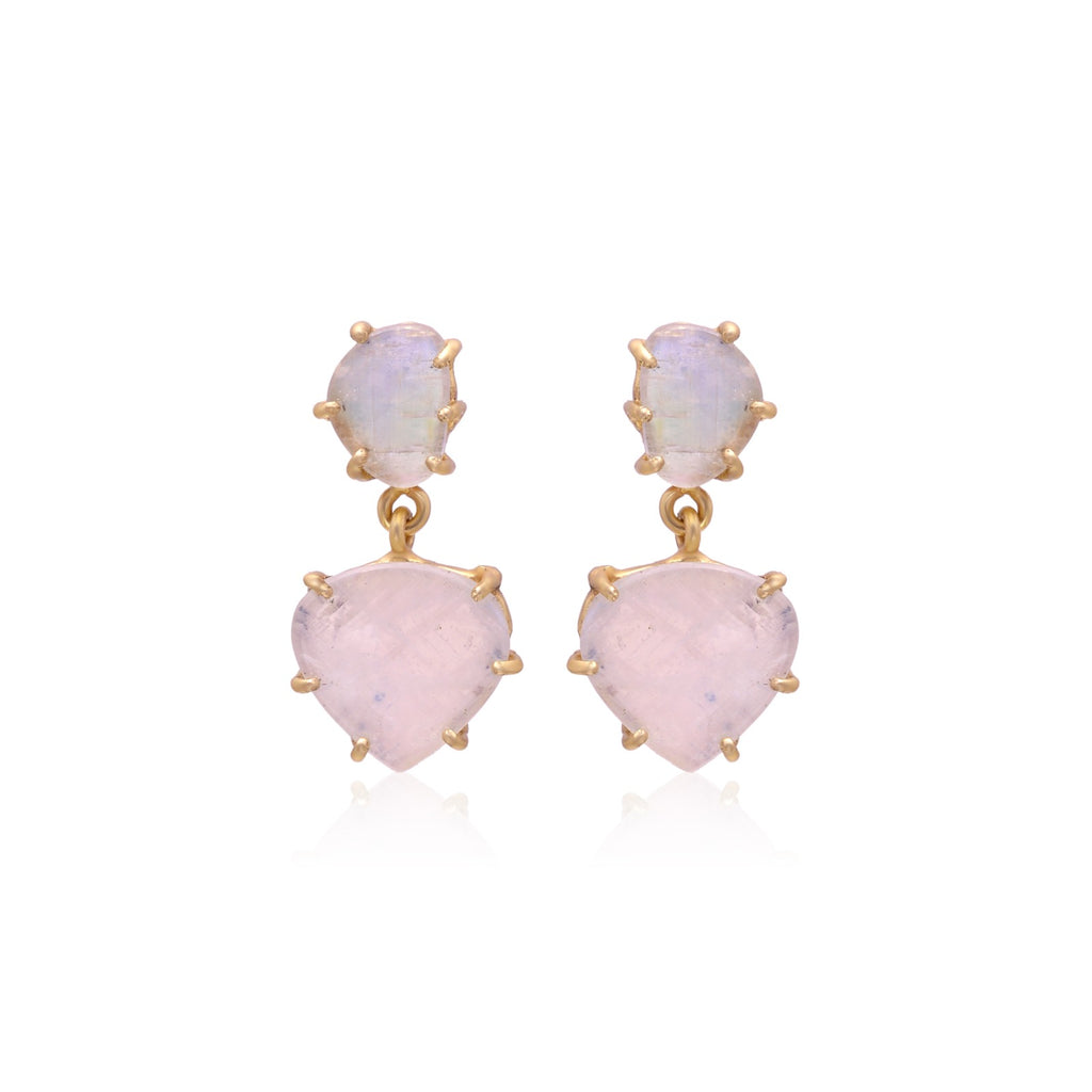 Queen Prong  Rainbow Moonstone   Earrings