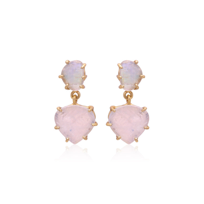 Queen Prong  Rainbow Moonstone   Earrings