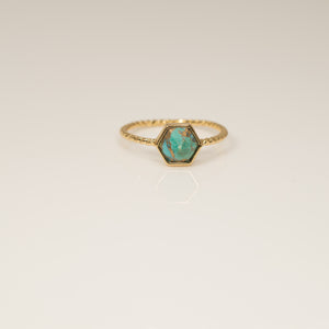 Gold Hexagon Twist Ring