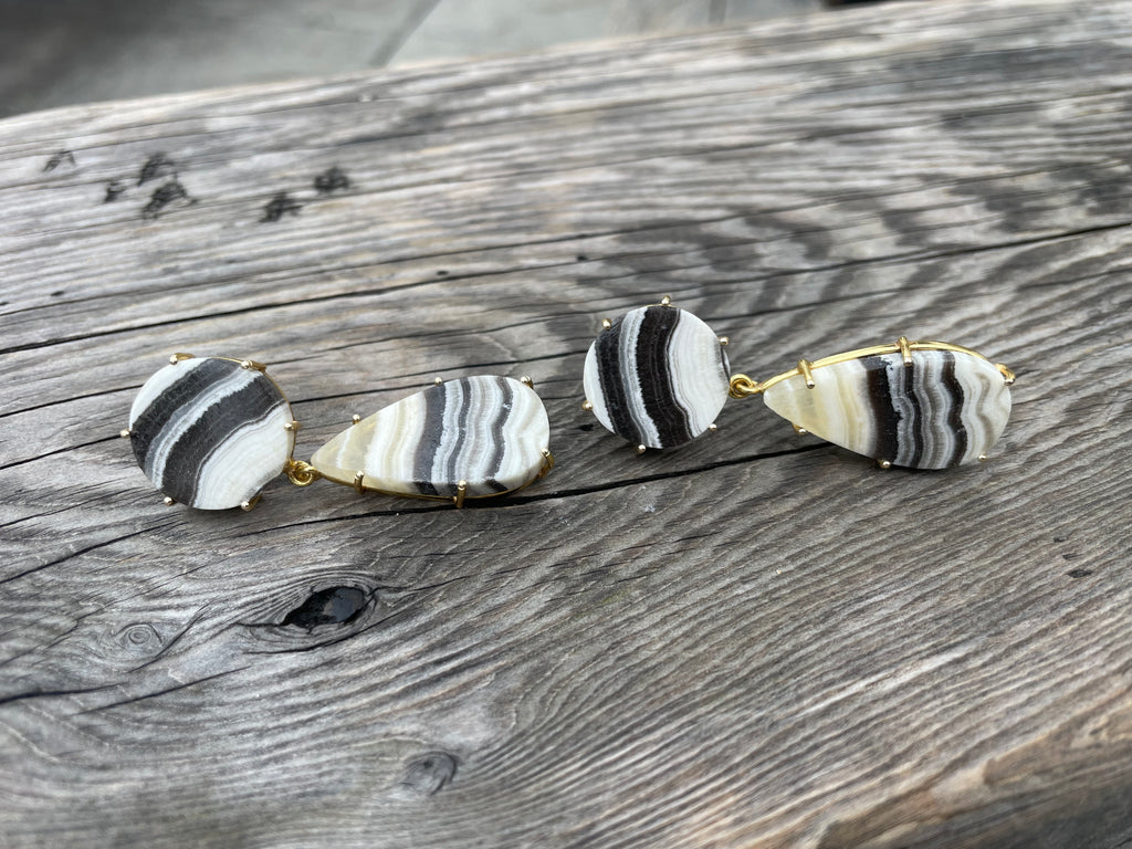 Queen Prong Zebra Jasper  Earrings