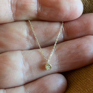 Gold Diamond Dot Necklace Closeup