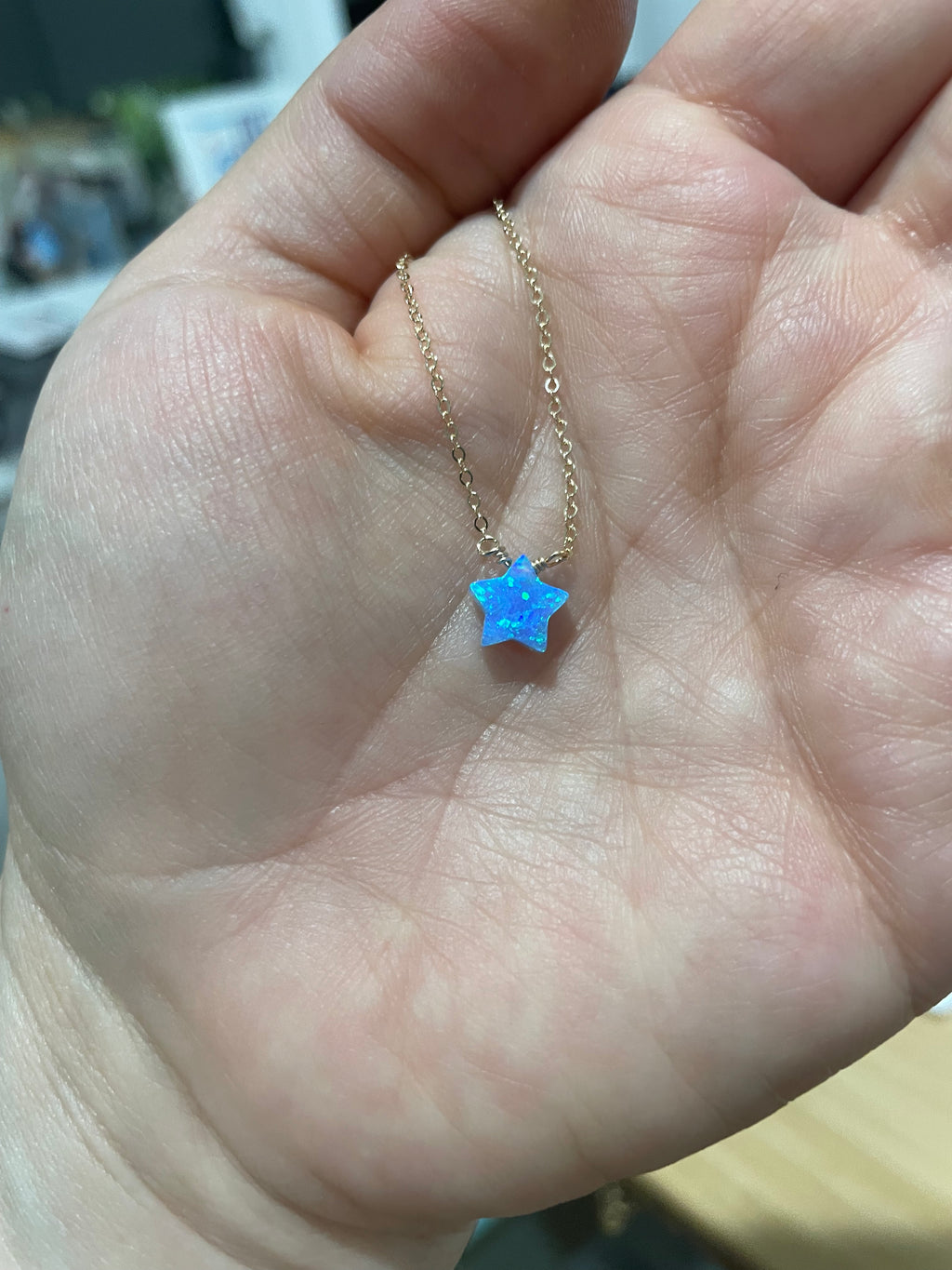 Big Blue Opal Star  Pendant