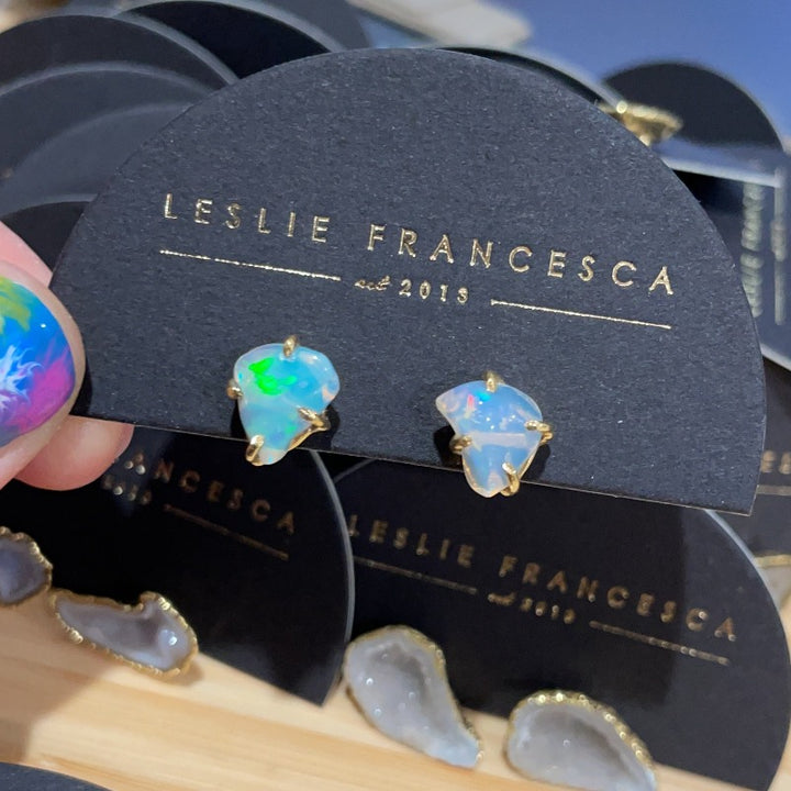 Raw Prong Opal Studs