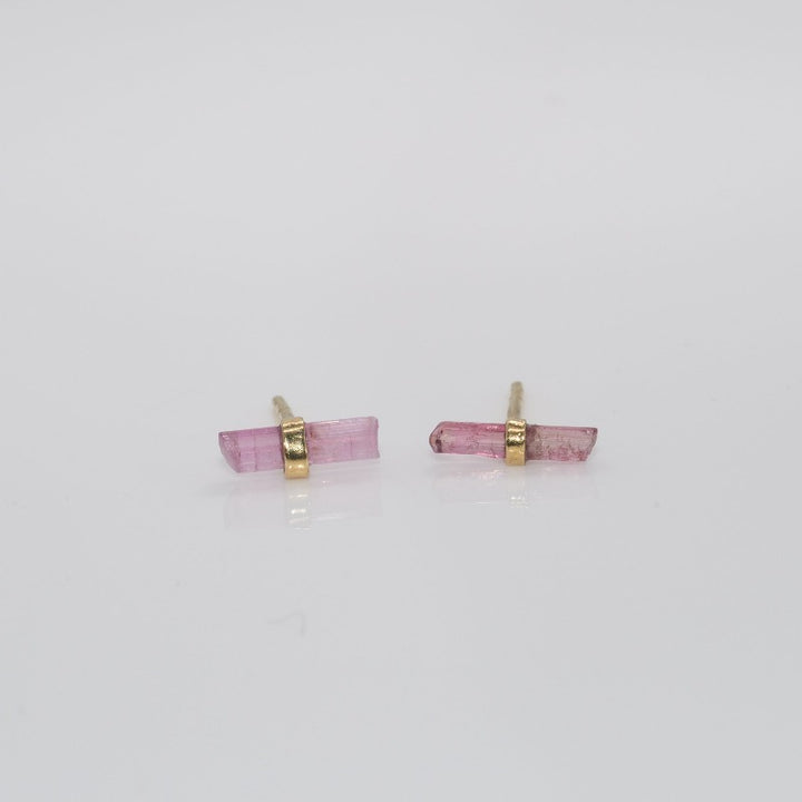 Polished Tourmaline Gem Studs in Pink