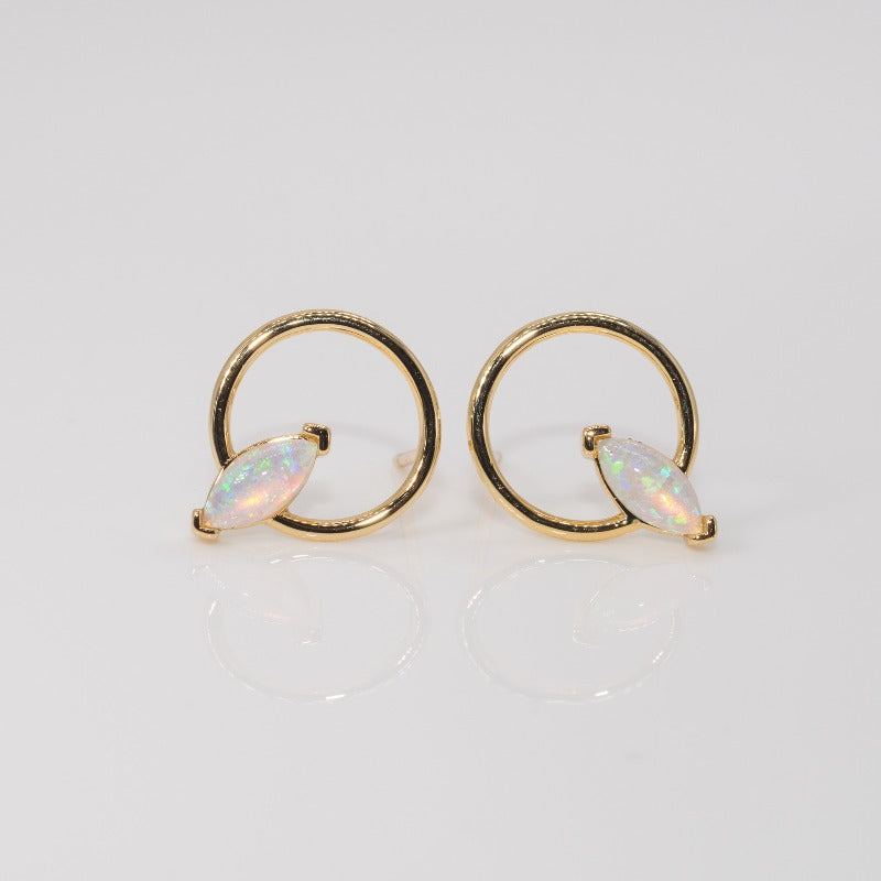 Almond Orbit Opal Studs