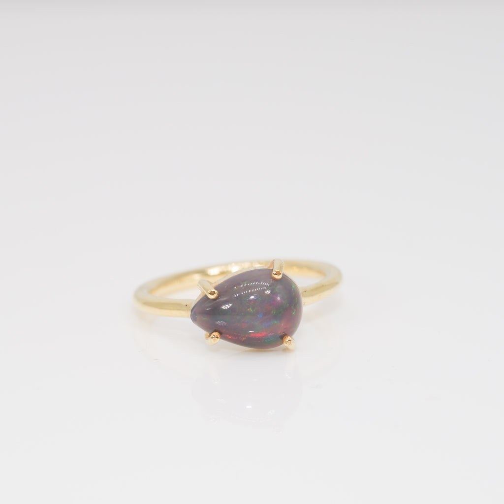 Black Opal Prong Ring