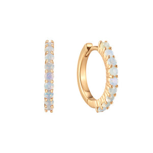 White Opal Pavé Mini Huggie Hoops