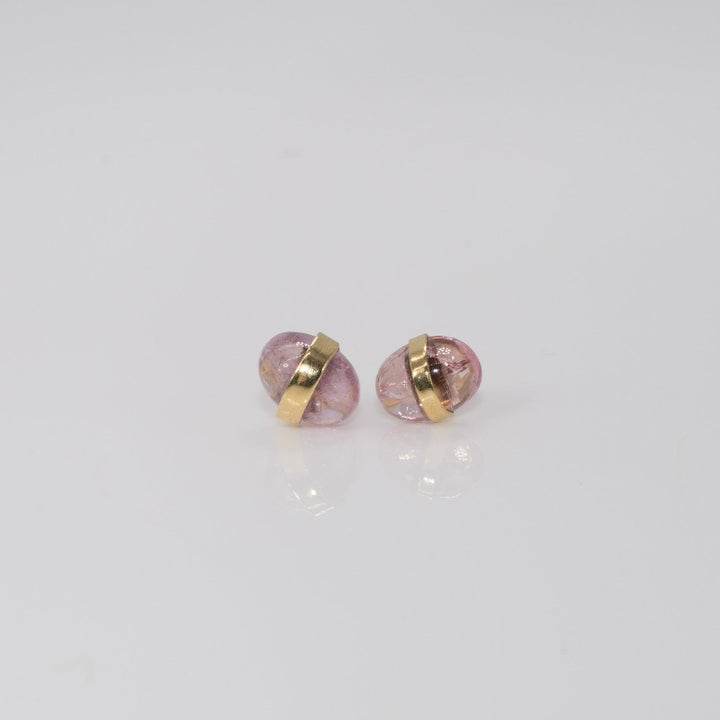 Tourmaline Pebble Studs in Pink