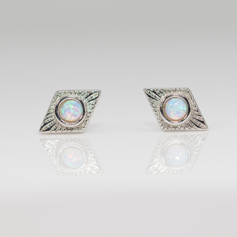 Silver Opal Studs