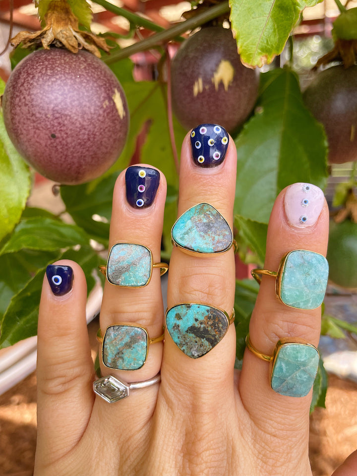 Free form Turquoise double ring