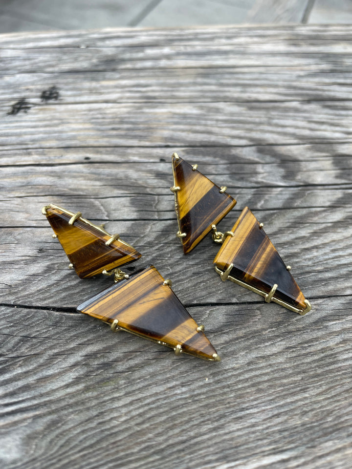 Queen Prong Tiger’s Eye  Earrings