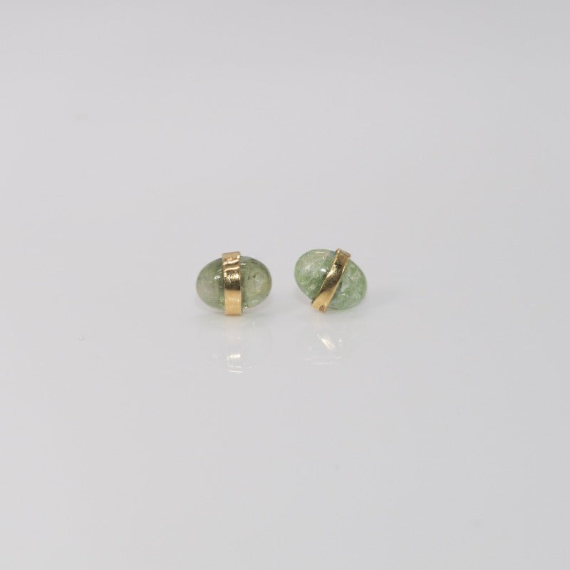 Tourmaline Pebble Studs in Green