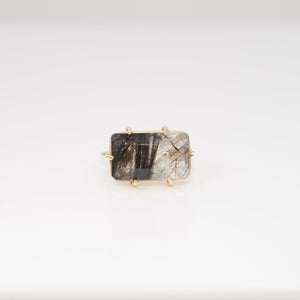 Tourmalated Quartz Cocktail Queen Ring Rectangle