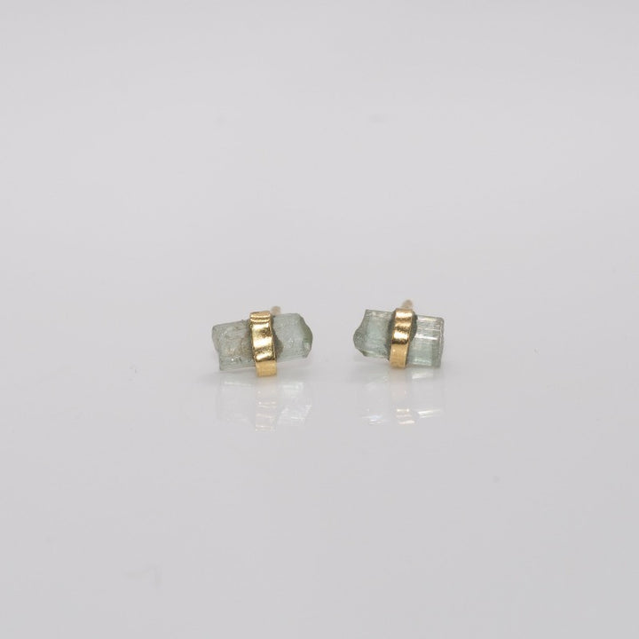 Polished Tourmaline Gem Studs in Green