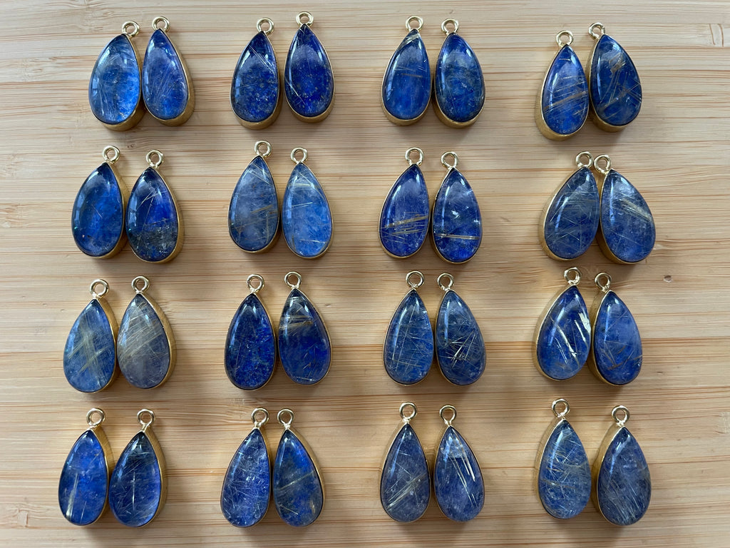 Solar Rutile Lapis Drop earrings