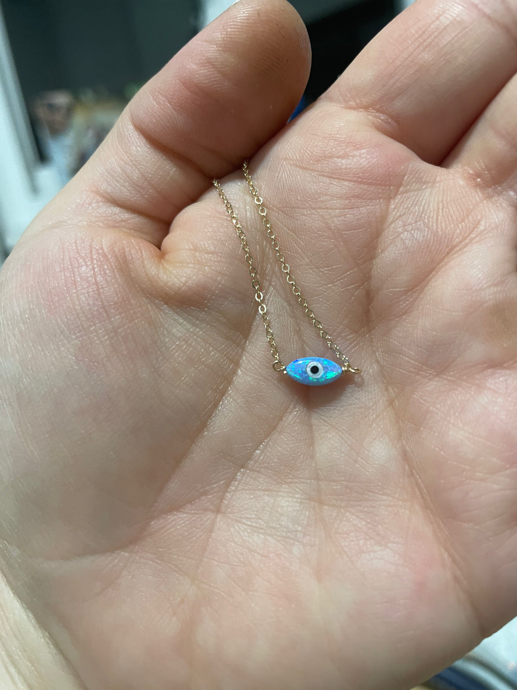 Opal Almond Evil Eye  Pendant