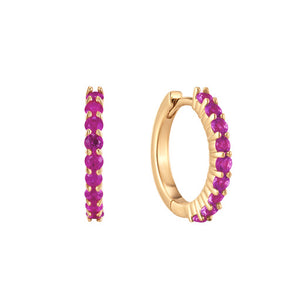 Ruby Pavé Mini Huggie Hoops