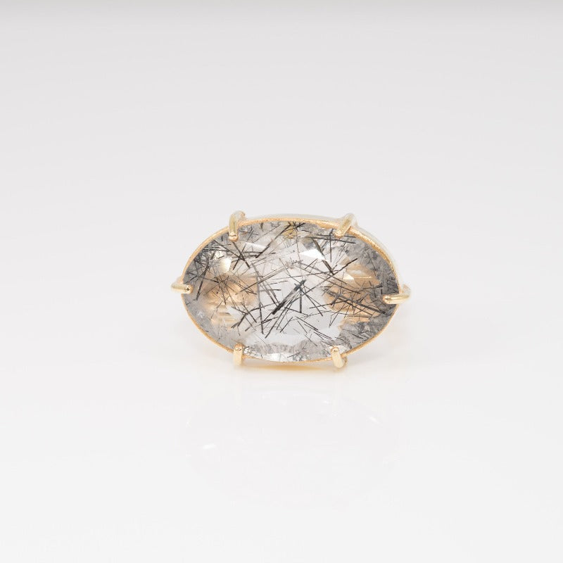 Tourmalated Quartz Cocktail Queen Ring Oval