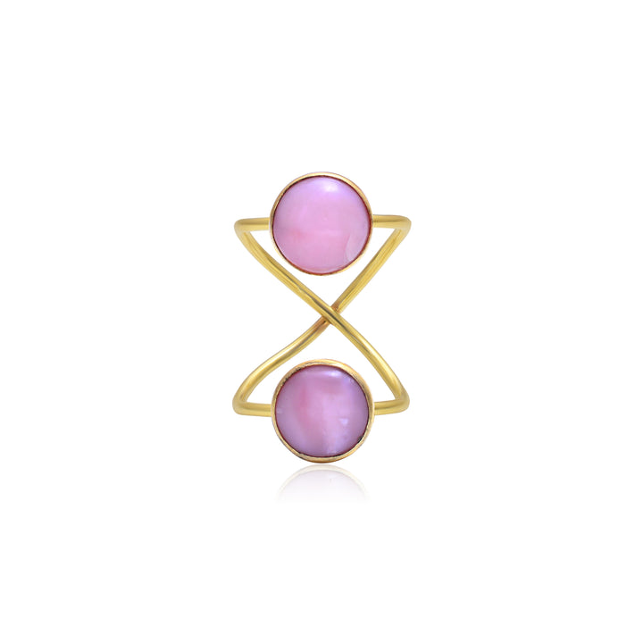 Pink Peruvian Opal double ring