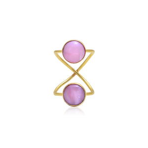 Pink Peruvian Opal double ring