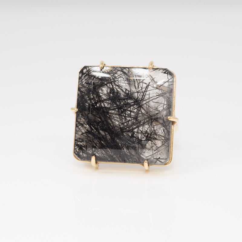 Tourmalated Quartz Cocktail Queen Ring Square