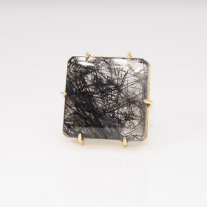 Tourmalated Quartz Cocktail Queen Ring Square